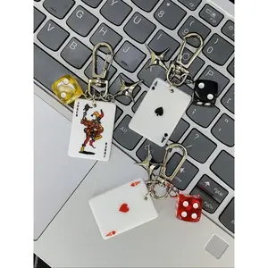 Poker Dice Keychain Set with Star Pendant, Club Diamond Alloy Metal Keychain for Bags, Cartoon Number Theme Jewelry, Keychain Card, Car Key Chain Accessories