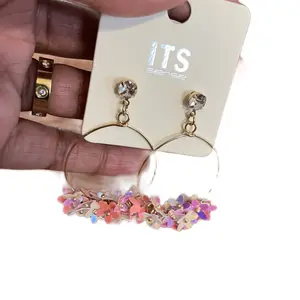 Pink chandelier earring