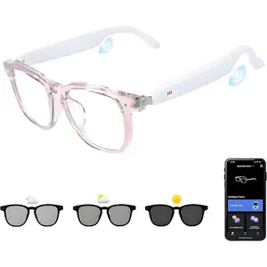 AI Smart Glasses, Anti Blue Light Bluetooth Translation Glasses with 164 Hands-Free Calls & Audio Multifunctional Smart Sunglasses for Men Women Travel Trade Business