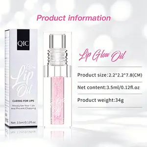 QIC Color Changing Glitter Lip Oil, Long Lasting Moisturizing Lip Gloss for Daily Lip Care