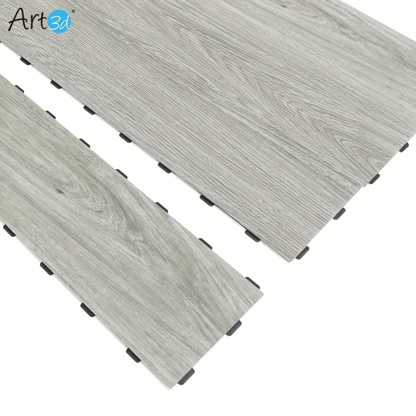 "Art3d Venice Ash Interlocking Luxury Vinyl Flooring Tile - 18-Piece, 36""x6"", Waterproof, Anti-Slip, Wear-Resistant, Reusable, Covers 27 Sq. Ft - For Kitchen & Bathroom - Perfect for DIY Home Renovation"