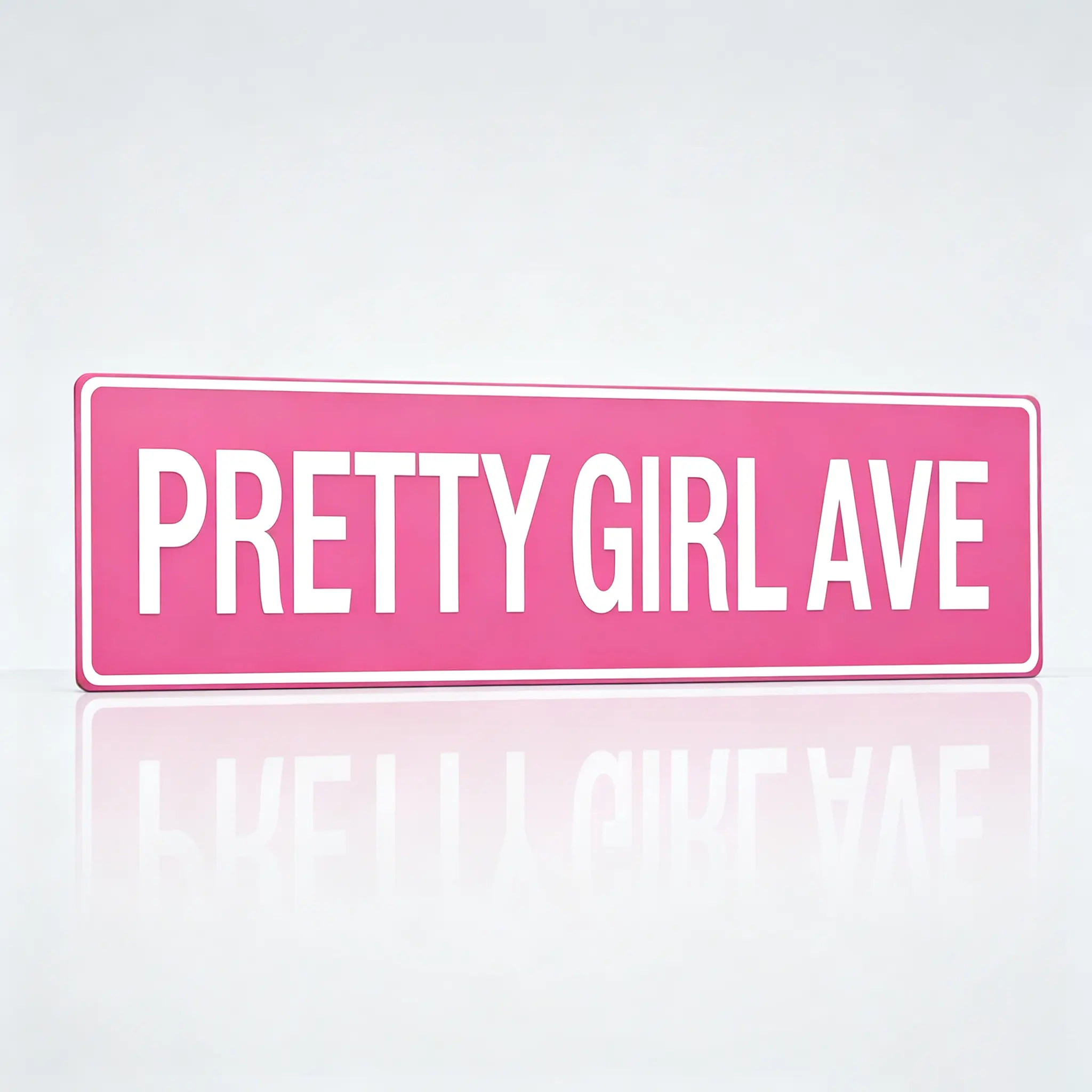 Pink "Pretty Girl Ave" Metal Sign - Cute College Dorm Decor for Girls, Cool Room Decor Ideas, Retro Barbie Pink Street Signs Plaque, Aesthetic Teen Bedroom decor ideas, Room decorations Novelty Home Sign | 4x16in