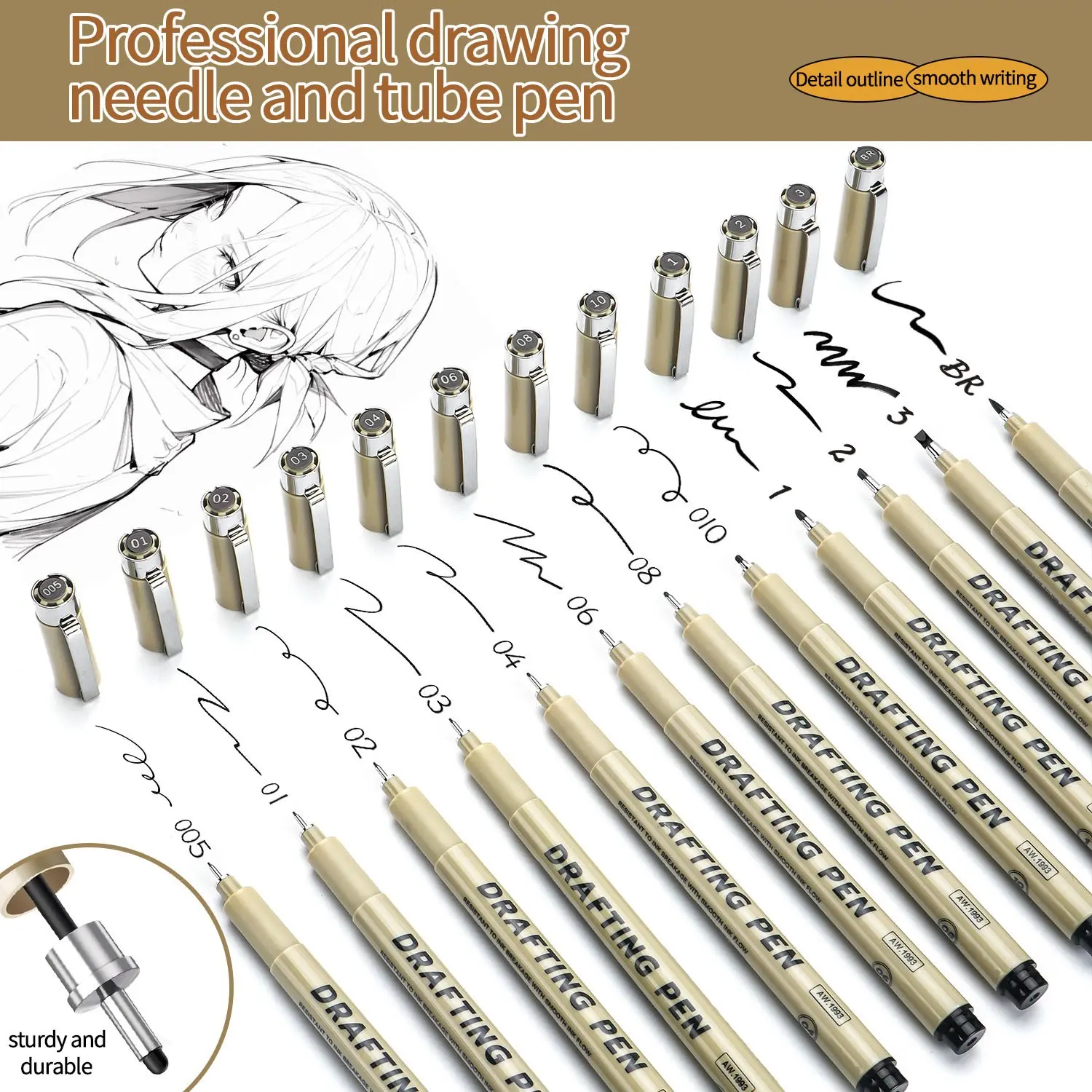 Waterproof Sketch Pen Set for Students, Sturdy and Durable, Artistic Detailing & Tracing, Ideal for Comics Anime Design, Outline Drawing Tool, Art Supplies
