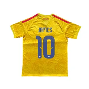 2627 Colombia National Team Soccer Jersey\Home Gold\Stretchy Short Sleeve Quick-drying Breathable Football Shirts\Fan Version Top For Men With Player Number