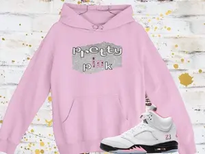 Air 5s Pink Hoodie Retro Streetwear Sweatshirt for Sneakerhead Outfits