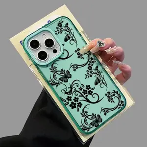 Phone Case iPhone 17 Air 16 Plus 15 Pro Max 14 13 12 11 Lines of Flowers Pattern Skin-Friendly Non-Yellowing Shockproof Soft Silicone Lightweight Transparent Cover