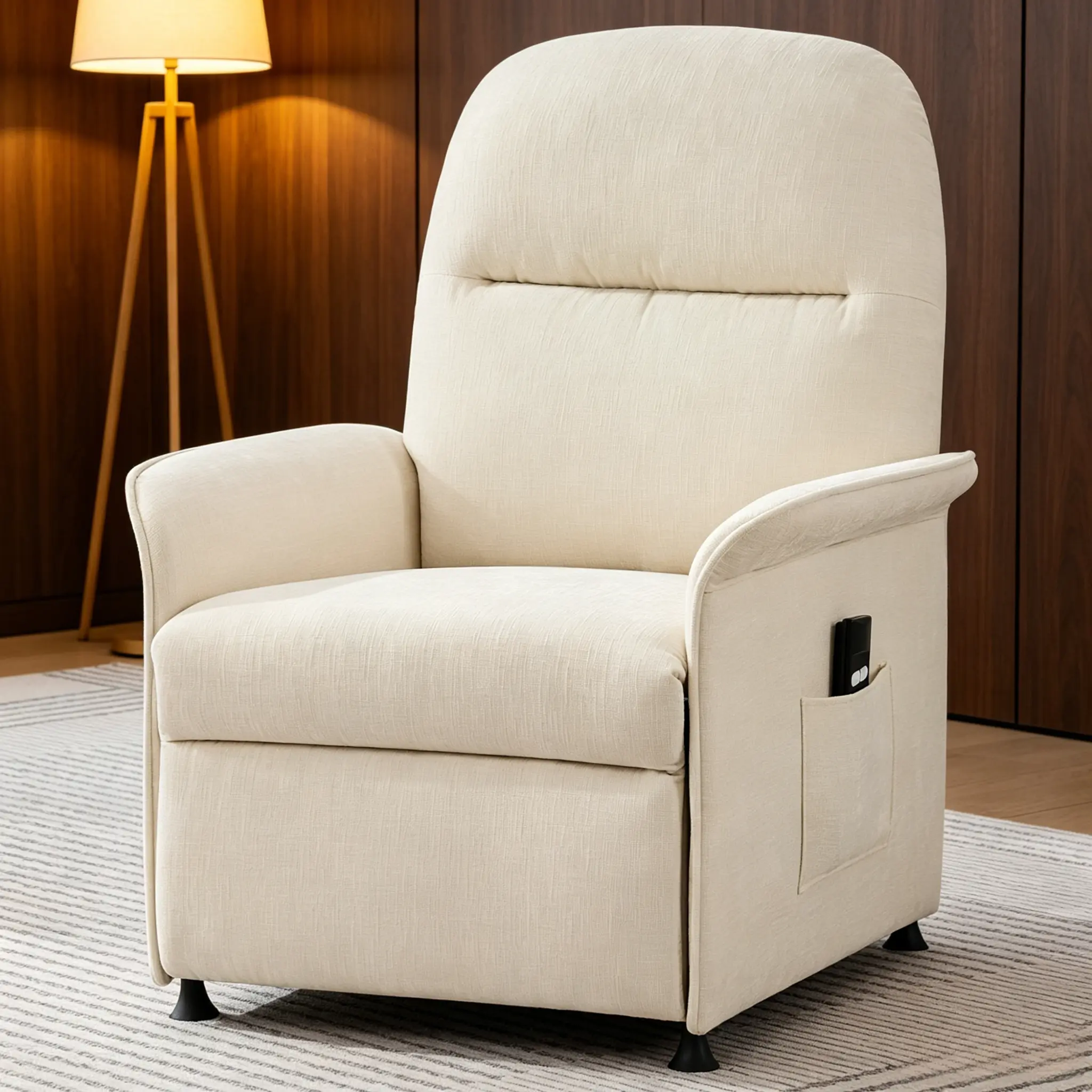 Small Chenille Single Recliner Chair - Adjustable Angle, Contoured Ergonomic Design, Soft Stain-Resist Fabric, Side Pocket, Spot Clean, Modern, Assembly Required for Living Room, Dorm Room (Ideal for Reading)
