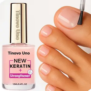 Tinovo Uno Keratin Hand & Foot Nail Strengthening Gel - Natural Nude Pink, Fast-Drying Formula, 12ml/0, 4fl, oz, Alcohol-Free, 2x Weekly Application for Stronger Nails, Nail Care, Sleek Bottle Design, Alcoholfree Formula, Nail Care Liquid
