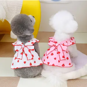 Dog Clothes Floral Princess Dress Cat Spring/Summer Pet Clothes Cute Dress Small Dog Bowknot Vest Dress new style breathable