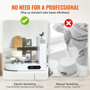 VEVOR Cake Decorating Machine, Cake Cream Spreading Coating Smearing Machine, Low Noise Cake Frosting Machine, Turntable with Adjustable Scraper, for 6" to 14" Cake, 25-320RPM Rotating Speed, White