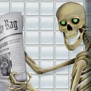 Skeleton Restroom Door Covers - Spooky Halloween Party Decor - Bone Chilling Design - 5’ x 30” - 2 Pieces Plastic Set