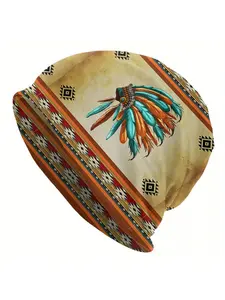 Indian Feather Folk Bonnet Hats, Men Thin Skullies Beanies Hat, Pullovwe Cap Hip Hop Caps, Premium Headwear