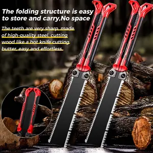 Cool Folding Saw Multi-purpose Tool with Upgraded Double-sided Serrated Blades Ultra-portable Design for Outdoor Adventures Gardening and Work High-quality Steel Teeth Cutting Handle Hand Tools