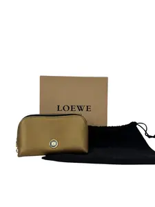 Pre-owned LOEWE Leather Cosmetic Bag Metallic Calfskin Cosmetic Case