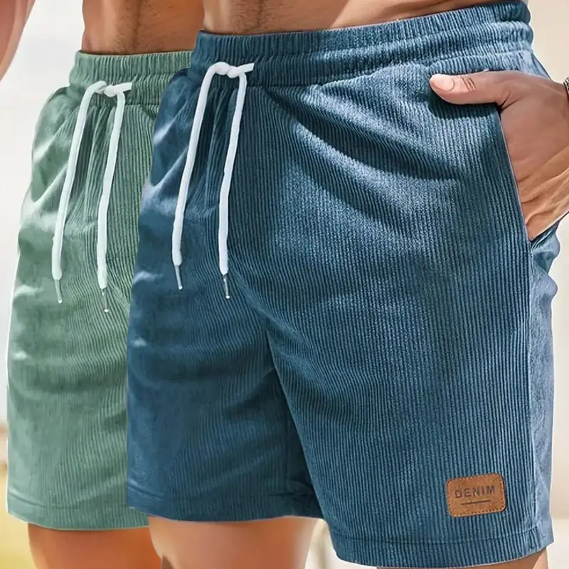 Men's Regular Fit Corduroy Shorts, Casual Comfy Swim Shorts for Summer, Men's Bottoms for Daily Wear