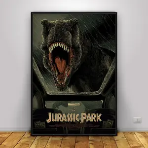 Jurassic Park Poster Wall Art Home Decor Kraft Paper Print Gift Poster Movie Poster, Inspirational Office Wall Art, Luxury Corner In Men Room Frameless
