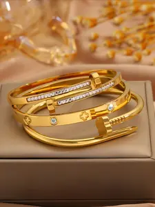 3pcs exquisite and fashionable stainless steel bracelets, elegant and high-end style, perfect for dates, parties, gatherings, daily commuting, and is an excellent gift choice, Stackable Bracelets, Fashionable Bangle