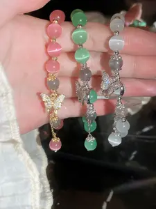 Elegant Zircon Butterfly Cat Eye Stone Bracelet, Sparkling Rhinestone Design, Fashion Jewelry for Women, Perfect Gift Idea