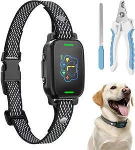 Malleable Dog Bark Collar with Nail Filer & Clipper - Rechargeable Anti Barking Collar for Small, Medium and Large Dogs, Beep Vibration Shock Collar with 7 Adjustable Sensitivity Levels (Black)