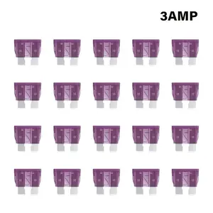 3A Purple Standard Blade Fuses 3 Amp Automotive Replacement Fuses, 20 Pack ATC/ATO Auto Fuses Kit for Cars, Trucks, Caravan, SUV, RV, Boat, Motorcycle, Auto Replacement Parts, Fast Blow, Durable, Easy to Install, Perfect for Car Electrical Protection.
