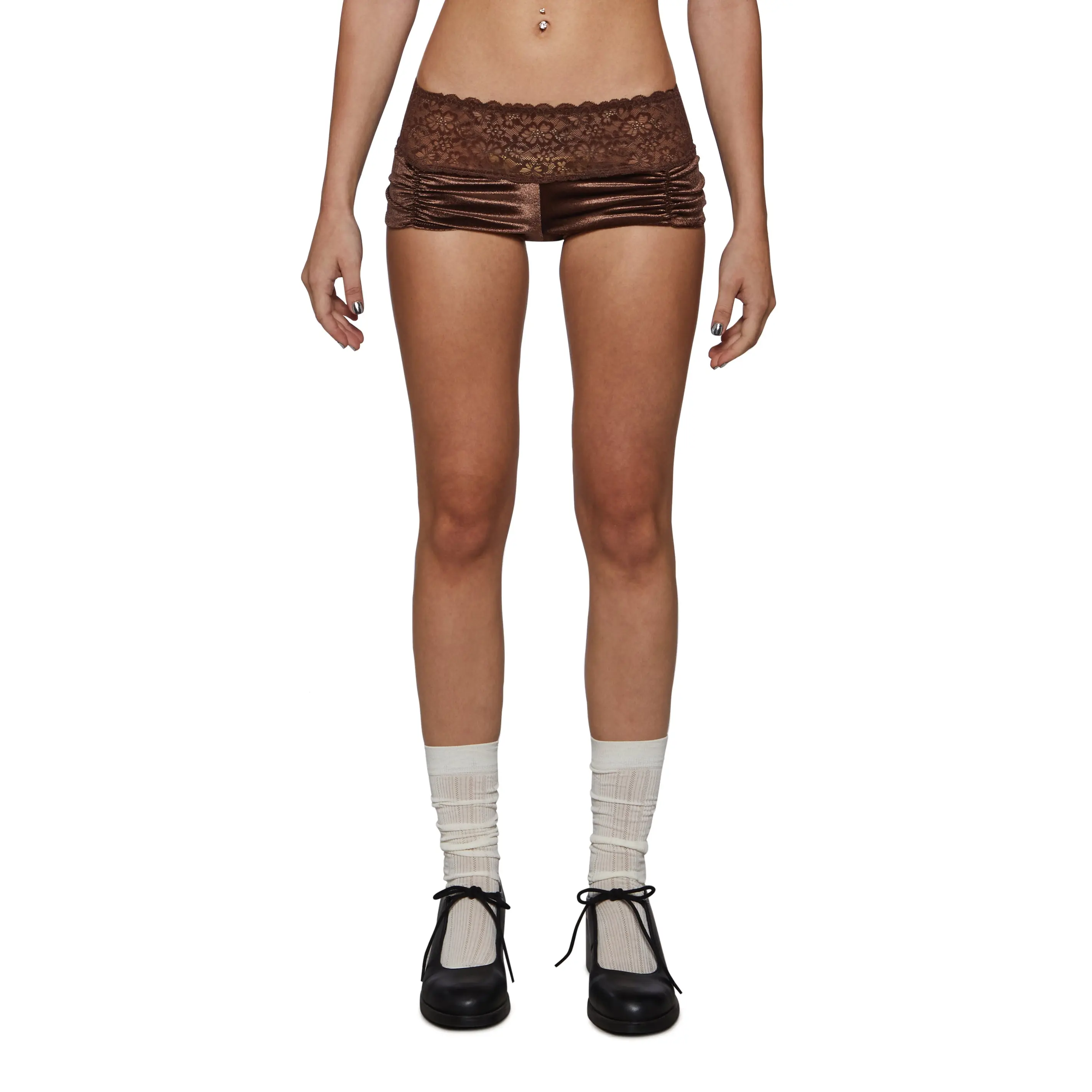 Trixie Velour Micro Shorts - Brown