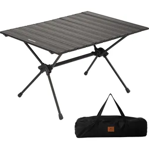 Naturehike FT11 Height Adjustable Camping Table, Ultralight Aluminum Roll Up Table with Carry Bag, Portable Backpacking Camp Table for Hiking Picnic Fishing Beach large chair backpack ing shrooms our door packable