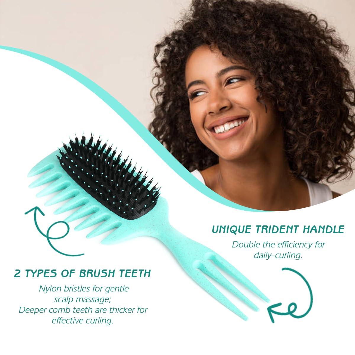 Curly Hair Detangling Brush Nylon Bristles for Defining Curls Women Men Denman - Brandclub - Denman D3 Original Curl Definer  main image 2