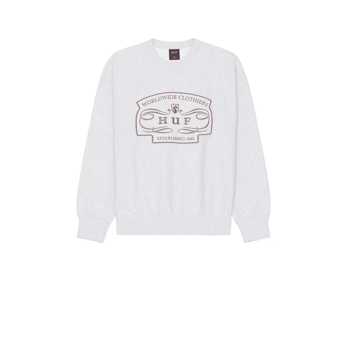 HUF Worldwide Clothiers Crewneck Sweatshirt in Heather Grey