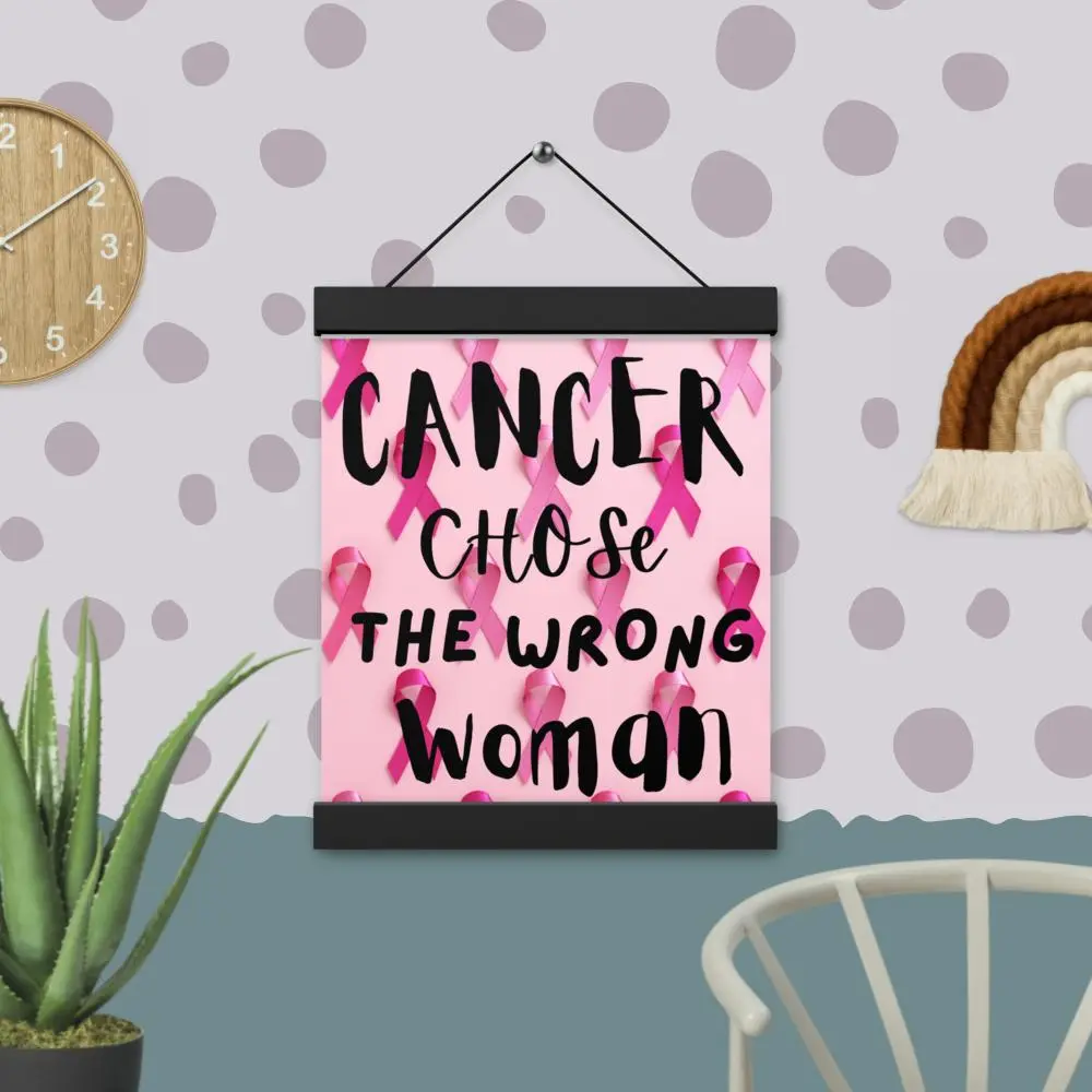 Cancer Chose the Wrong Woman Breast Cancer Awareness Poster Wood Matte Lightweight Decoration Wall Ornaments Hanger Decor