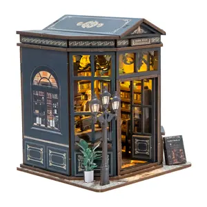 Wooden DIY Book Nook Model Kit for Adults, Tiny Home Vintage Abstract Renaissance Style, 3D Hand-Assembled Booklet Toy House, Miniature Dollhouse Kit, Birthday Gift, Diy Building Model