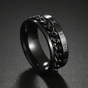 1pc Unisex Hip Hop Fashion Stainless Steel Spinner Ring, Roman Numeral Number-Shaped Popular Costume Jewelry Ring, Number-Shaped Rings