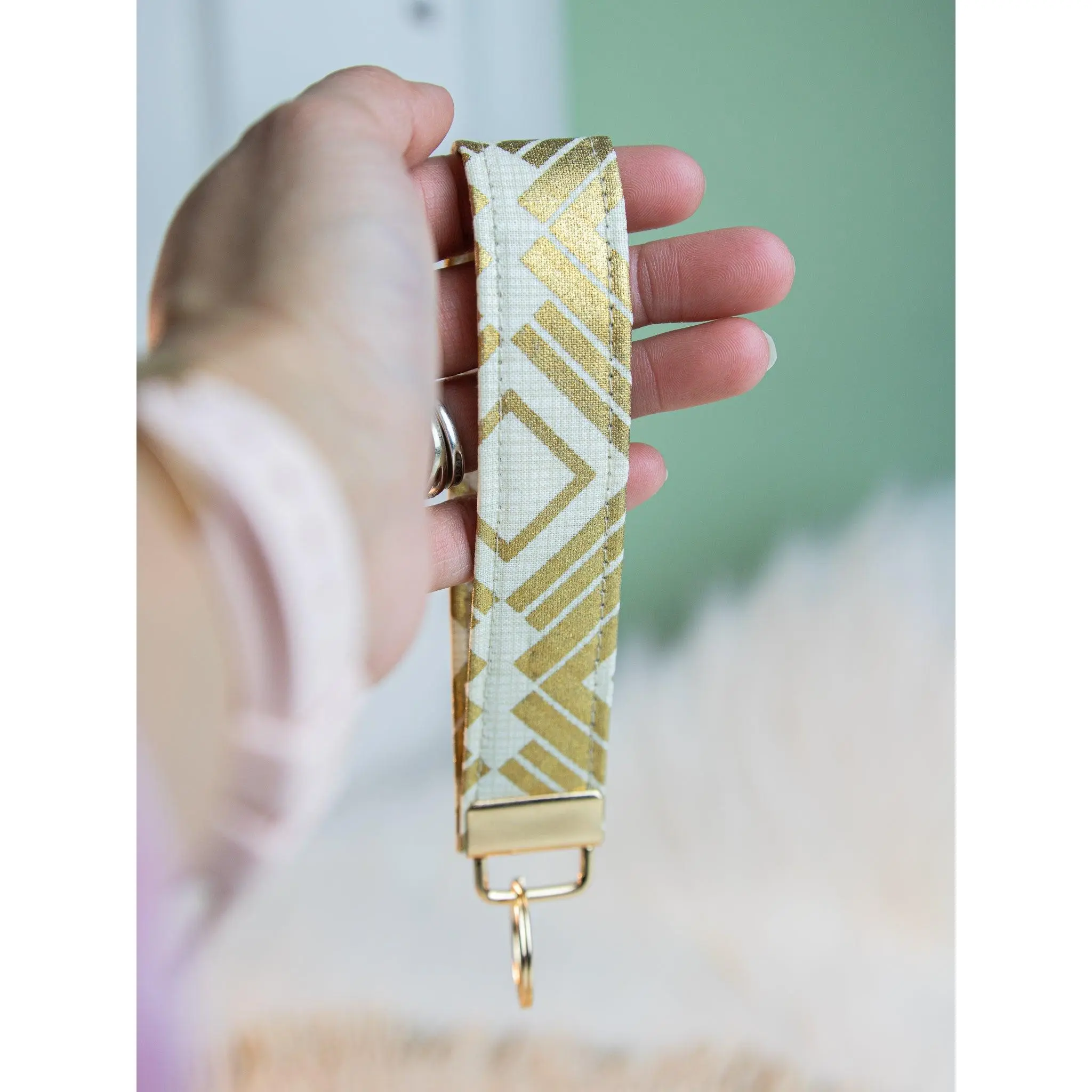 Foiled Gold and Silver Keychain Wristlet