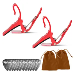 5 Core Guitar Capo Pair Quick Change Acoustic Electric String Clip Banjo Mandolin Or Ukulele Red