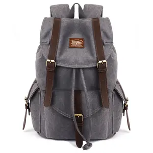 KAUKKO Retro Canvas Bag Outdoor School Backpack Travel Casual Hiking Rucksack