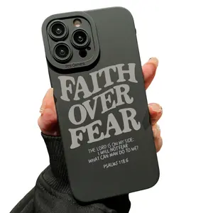 Fall Faith Over Fear Letter Pattern Phone Case, Full Body Shockproof Phone Protective Cover, Fashion Phone Accessories Compatible with iPhone 15 Pro Max 14, Unique Phone Cases, Gifts For Boyfriend