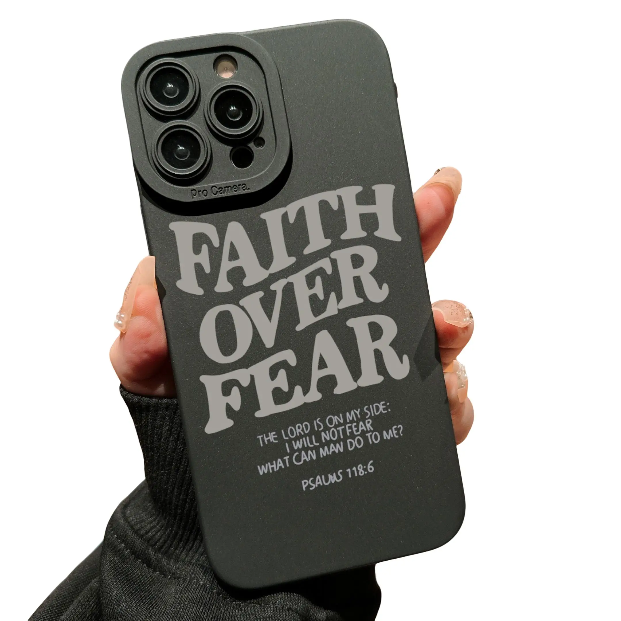 Fall Faith Over Fear Letter Pattern Phone Case, Full Body Shockproof Phone Protective Cover, Fashion Phone Accessories Compatible with iPhone 15 Pro M