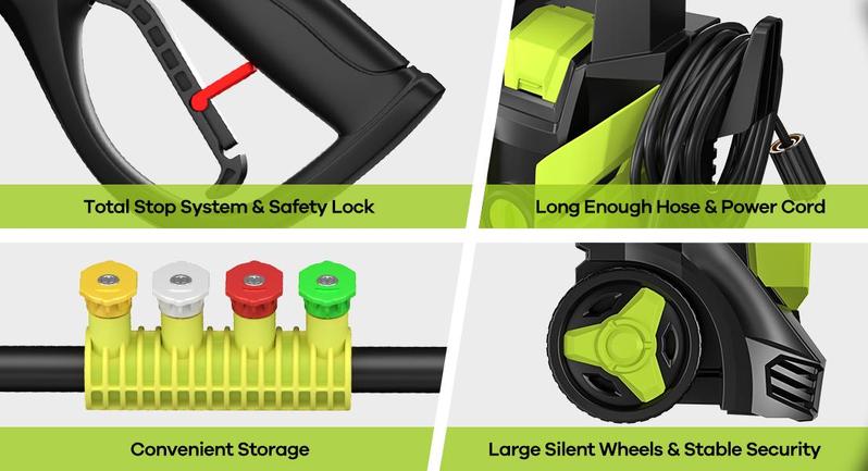 Pressure Washer, 2300 PSI 2.5 GPM High-Power with 4 Nozzles & Foam Cannon for Car, Home Cleaning & Garden Watering Perfect Gift