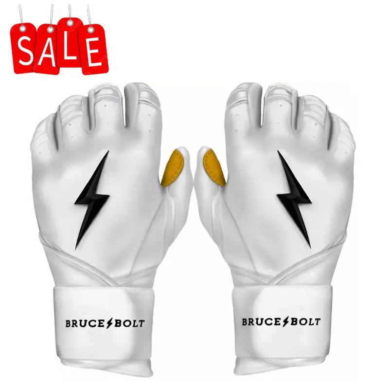 Men's Chrome Series Long Cuff Batting Gloves ,White ,durable grip breathable material long cuff support enhanced control comfortable fit for baseball softball games