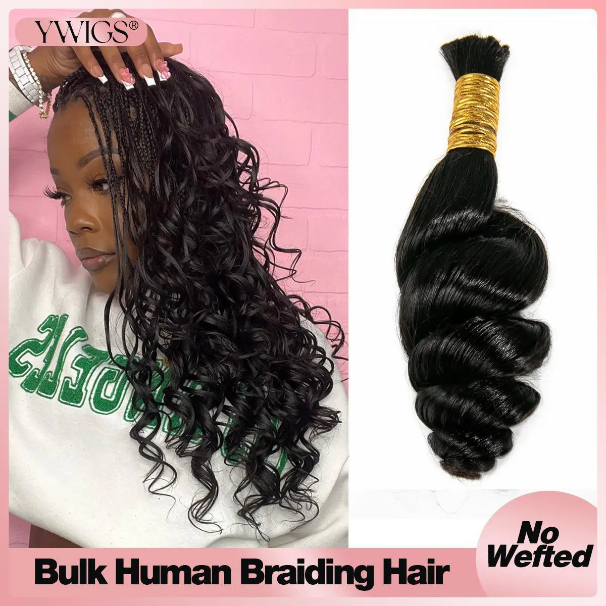 YWIGS Loose Wave Bulk Hair Extensions for Braiding No Wefted Natural Color 100g Per Bundle #DealsForYouDays @spotlightday