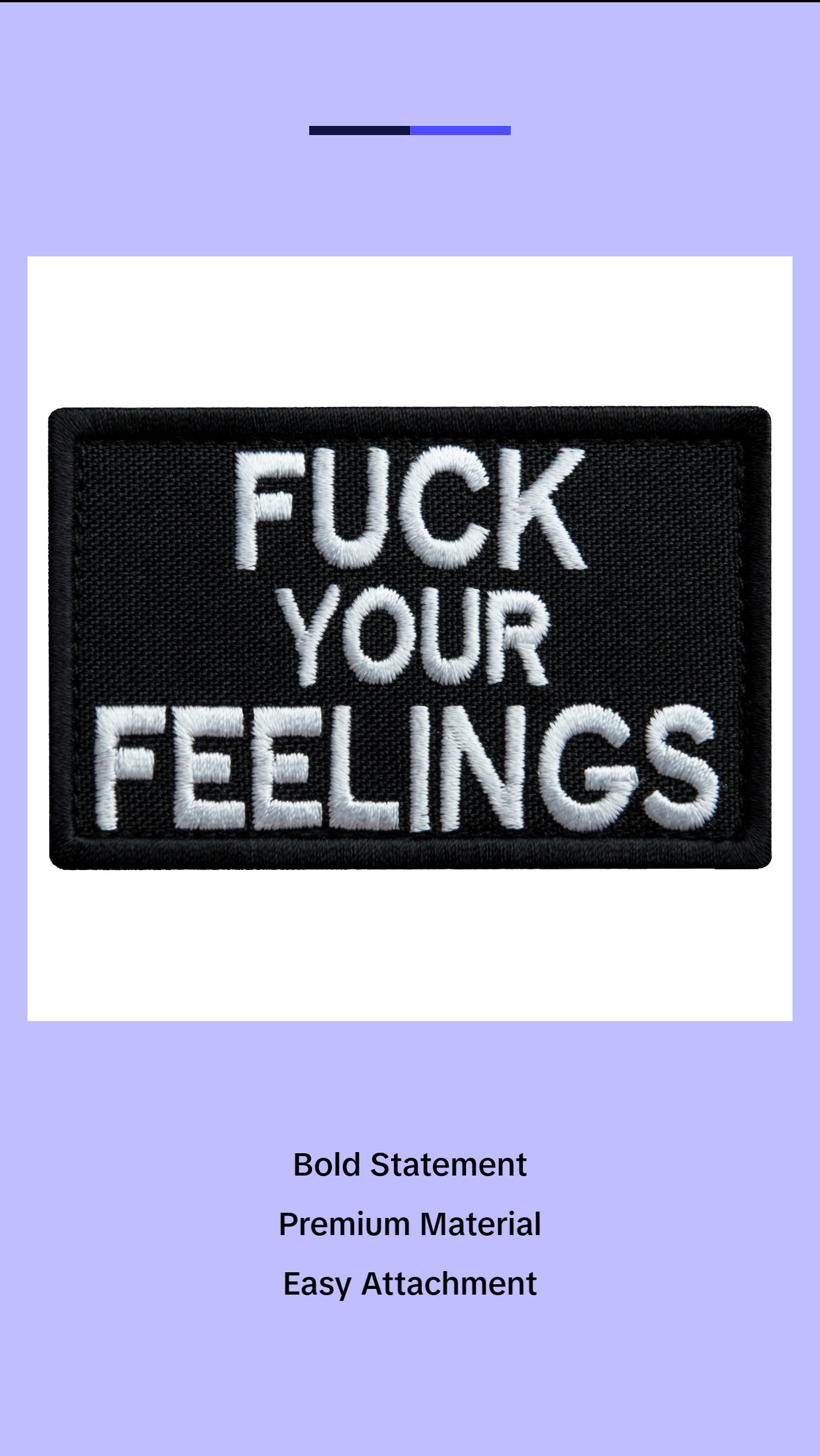 Set of 2 Tactical Patches Fuck Your Feelings Embroidered Hook & Loop Patches