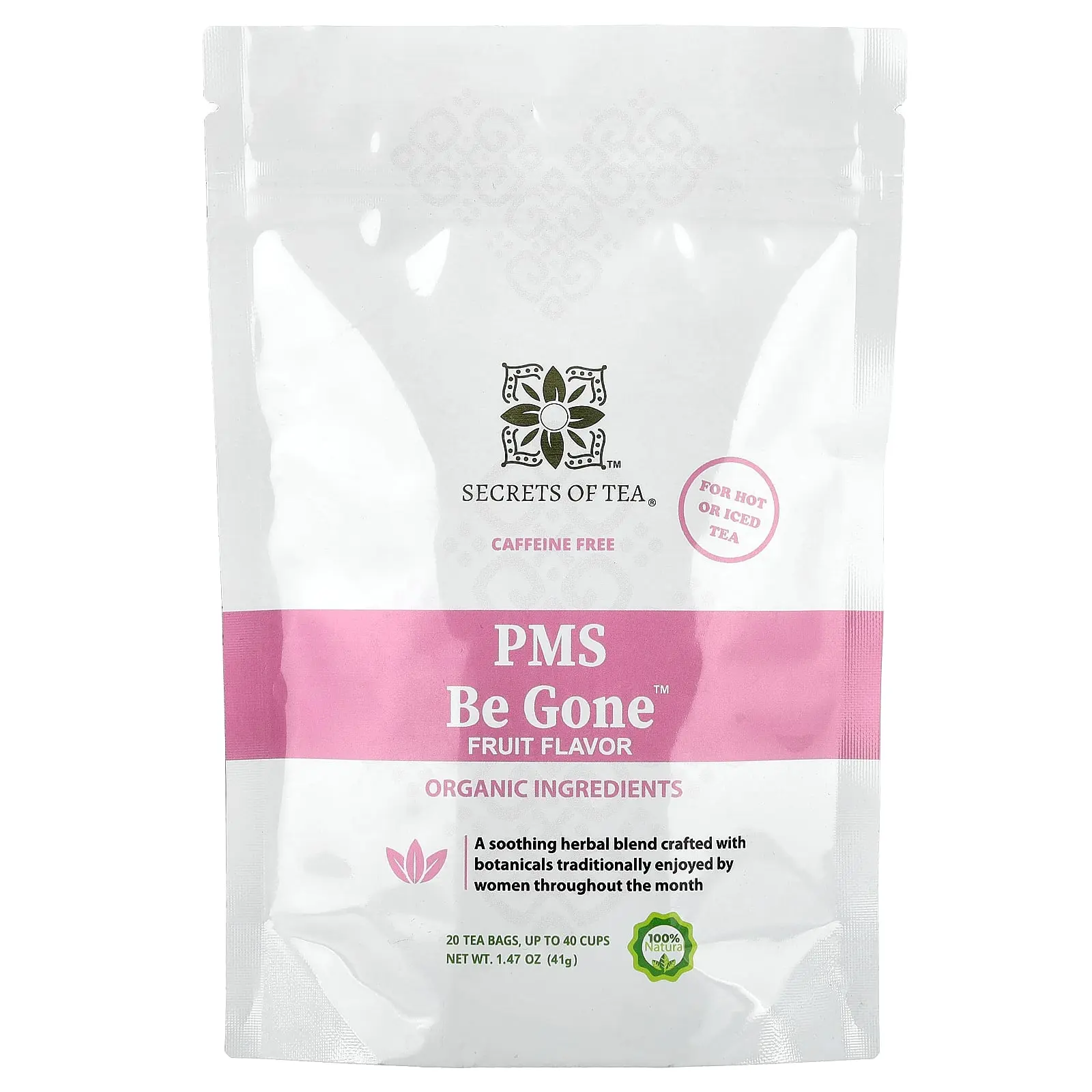 Secrets of Tea PMS Be Gone™, Fruit, Caffeine Free, 20 Tea Bags, 1.47 oz (41 g)