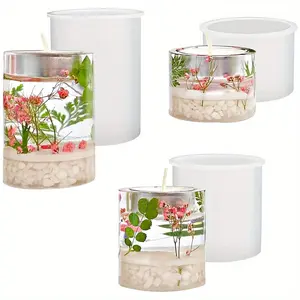 3-Piece Silicone Mold Set, DIY Candle Molds, 3 Sizes Resin Casting Molds, 3D Pillar Candle Molds, Essential Wax Candles Mold