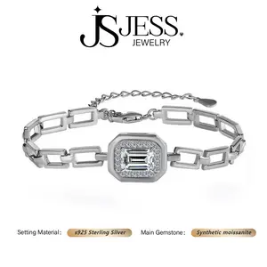 [#157] Luxury 1ct Synthetic Moissanite Bracelet, Classic Open-Link Chain Design, 925 Sterling Silver Jewelry for Women