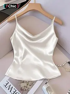 Women's Solid Color Satin Tank Top Camisole, Perfect for Daily Wear, Versatile Layering Piece, Stylish and Comfortable