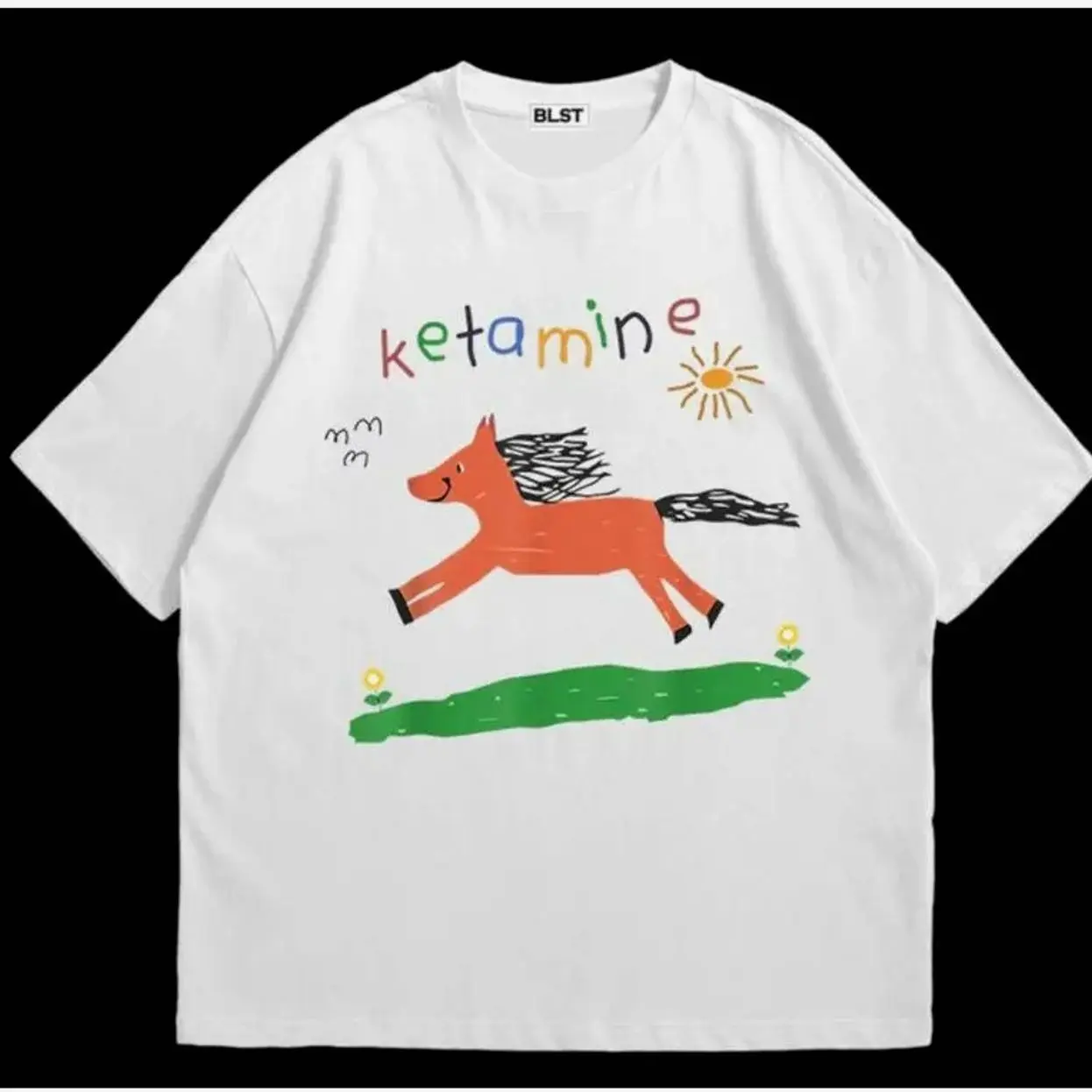Ketamine Pony Nurse Meme T-Shirt Cotton Menswear Streetwear graphic tee zac brown sphere las vegas merch funny t shirt marcus the worm merch funny graphic tee men's graphic tees 90s graphic tees GCE