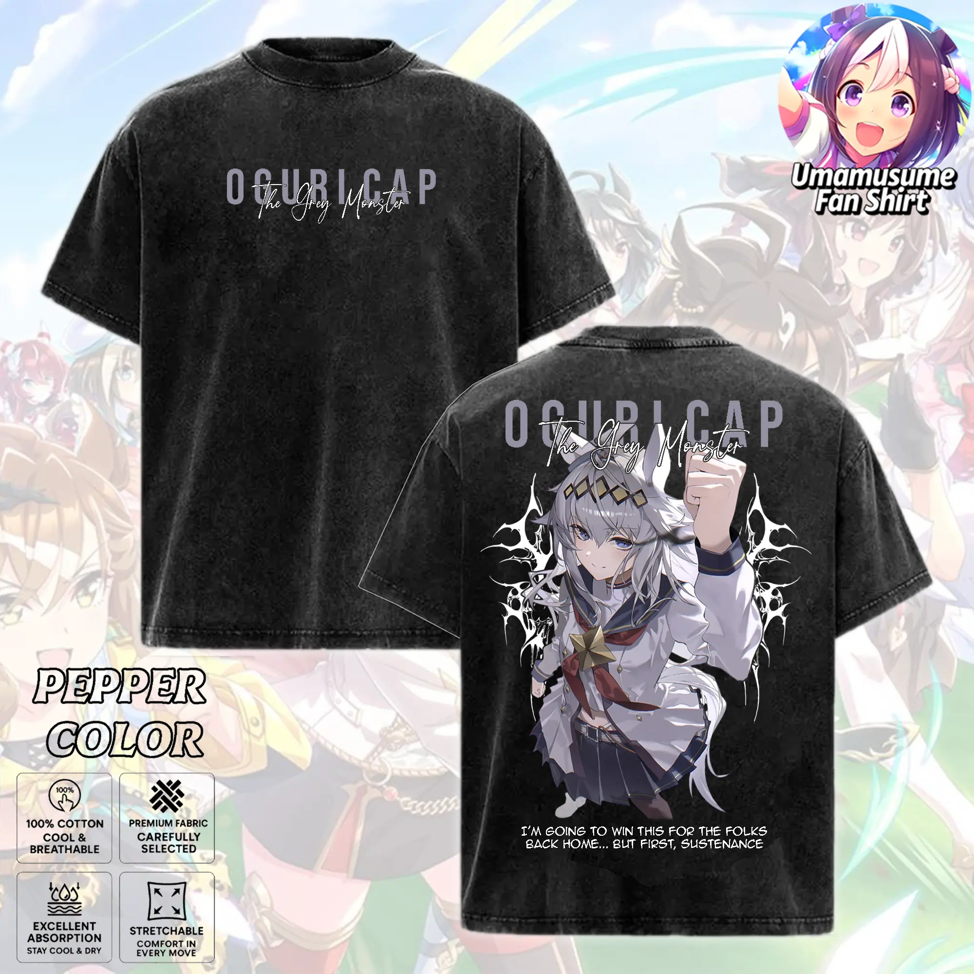 [Uma Musume Fan Shirt] Collection Derby Darkside Umamusume Vintage Comfort Colors Oversized T-shirt, Anime Graphic Hot Premium Tee for fans, Y2K Cotton Short-sleeve soft Casual Gym T-Shirt, Heavyweight Crewneck Menswear Streetwear Clothes