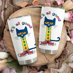 Pete the Cat 20oz Insulated Stainless Steel Travel Mug 600ml Large Capacity Coffee Tumbler Portable Drinkware for Kids & Fans