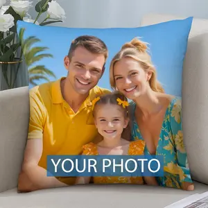 Custom Photo Pillow with Text - Two-Sided Customized Pillow Cover 16x16/18x18 Inch - Personalized, Wedding Keepsake, Pet Memorial Pillowcase Custom Design (16x16in)