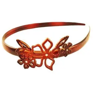 Parcelona French Flower with Crystal Shell Celluloid Hair Headband