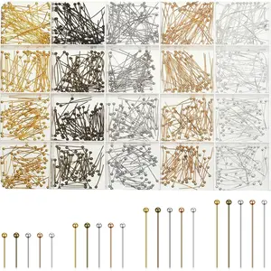 1000 Pieces Silver Gold Multicolor Brass Ball Head Pins 4 Sizes 16mm 20mm 25mm 30mm Long Craft Pins for Jewelry Bracelet Earring Making